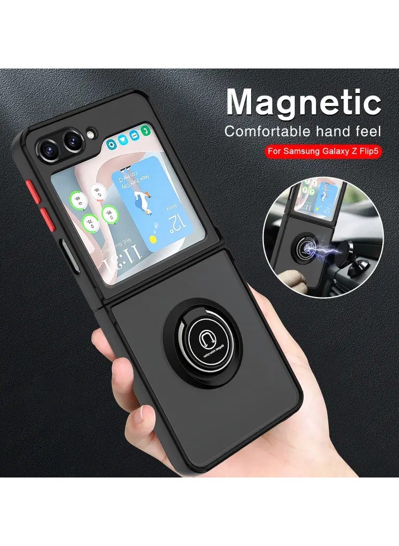 Samsung Galaxy Z Flip 5 5G Rotational Metal Ring Kickstand Cover Shockproof Bumper Matte Finish Hard Back Case Anti Fingerprint Magnetic Car Mount Cover for Samsung Galaxy Z flip5 5G  - Image 5