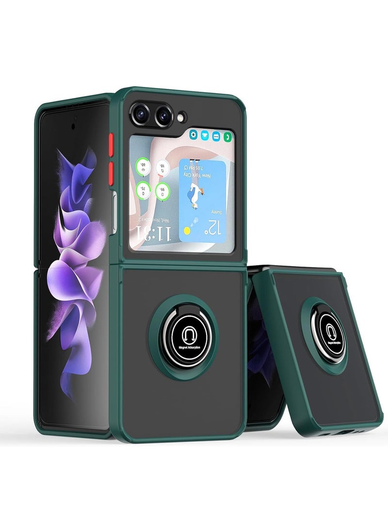 Samsung Galaxy Z Flip 5 5G Rotational Metal Ring Kickstand Cover Shockproof Bumper Matte Finish Hard Back Case Anti Fingerprint Magnetic Car Mount Cover for Samsung Galaxy Z flip5 5G  - Image 1
