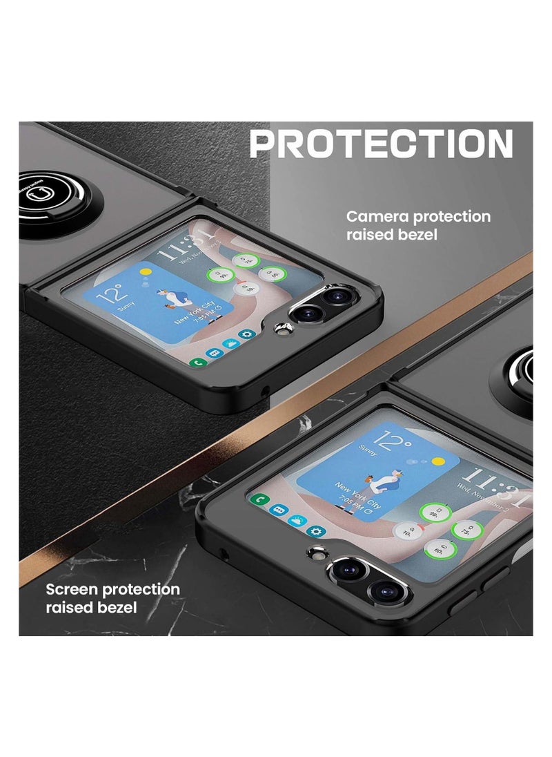 Samsung Galaxy Z Flip 5 5G Rotational Metal Ring Kickstand Cover Shockproof Bumper Matte Finish Hard Back Case Anti Fingerprint Magnetic Car Mount Cover for Samsung Galaxy Z flip5 5G  - Image 3