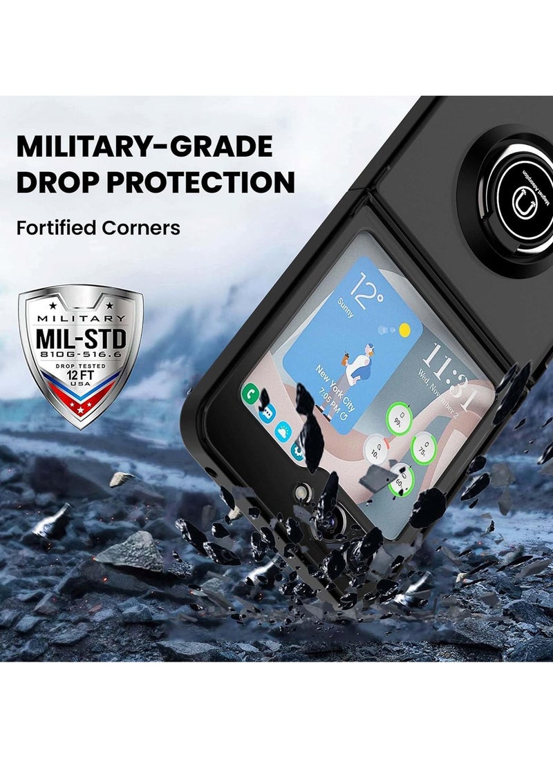Samsung Galaxy Z Flip 5 5G Rotational Metal Ring Kickstand Cover Shockproof Bumper Matte Finish Hard Back Case Anti Fingerprint Magnetic Car Mount Cover for Samsung Galaxy Z flip5 5G  - Image 4
