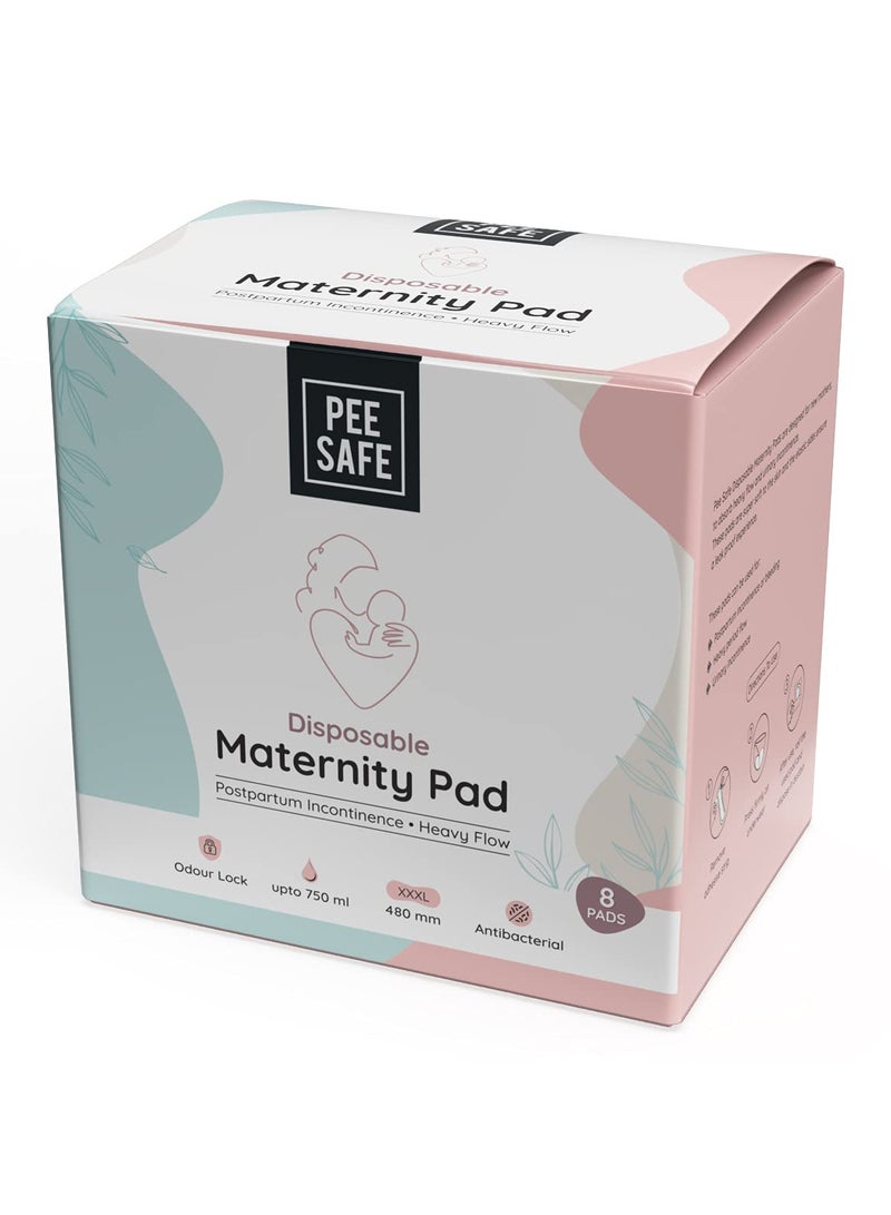 بيساف بي سيف فوط صحية بعد الولادة، فائقة النعومة ومضادة للتسرب بجوانب مرنة، مضادة للبكتيريا، تمتص حتى 750مل من السوائل، XXXL 480 ملم – 8 فوط - 3 قطع - Image 2