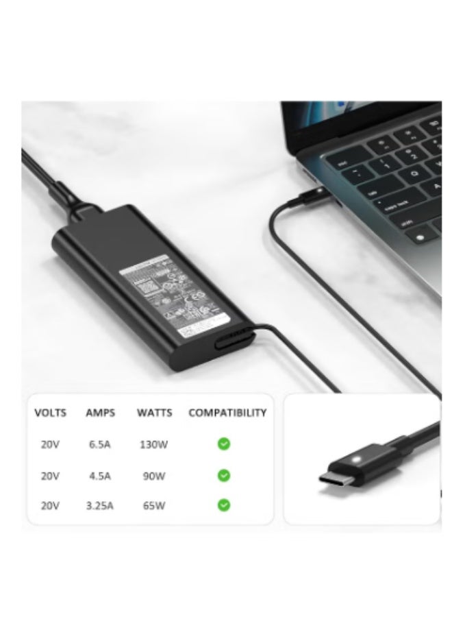 Terabyte Replacement Dell 130W Laptop Charger USB C Slim AC Power Adapter for Dell Xps 17,Precision 5550 5530 2in1,XPS 15 2in1 9575，DA130PM170 HA130PM170 0K00F5 K00F5 0M0H25 M0H25 - Image 4