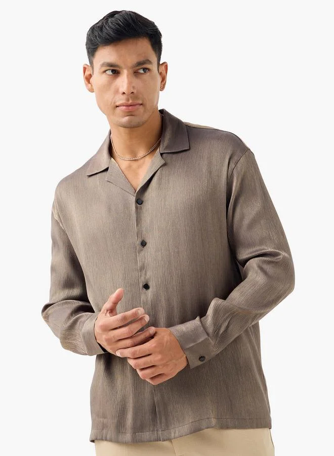 Iconic Iconic Textured Camp Collar Shirt