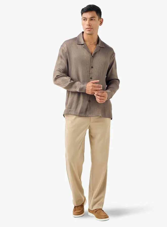 Iconic Iconic Textured Camp Collar Shirt