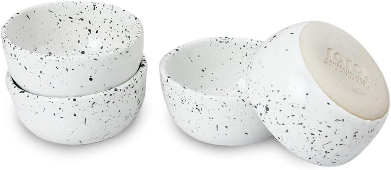 roro Exquisite Handmade Ceramic Stoneware Speckled Spotted White 35 in Sauce Bowls  Set of 4  Versatile MicrowaveSafe and DishwasherSafe Dinnerware - Image 1