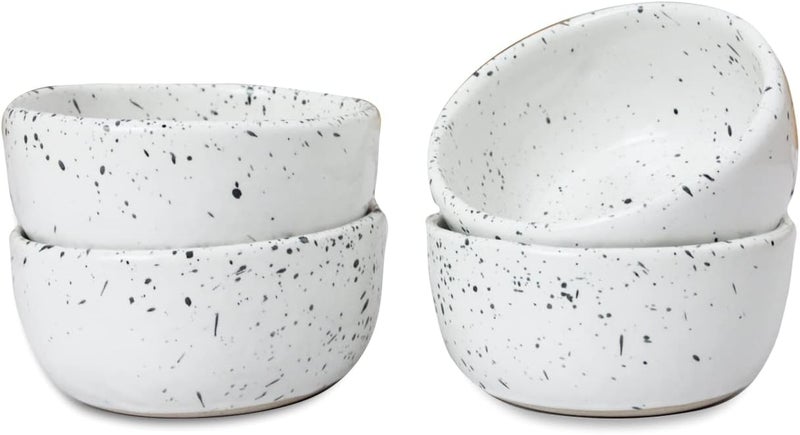 roro Exquisite Handmade Ceramic Stoneware Speckled Spotted White 35 in Sauce Bowls  Set of 4  Versatile MicrowaveSafe and DishwasherSafe Dinnerware - Image 2