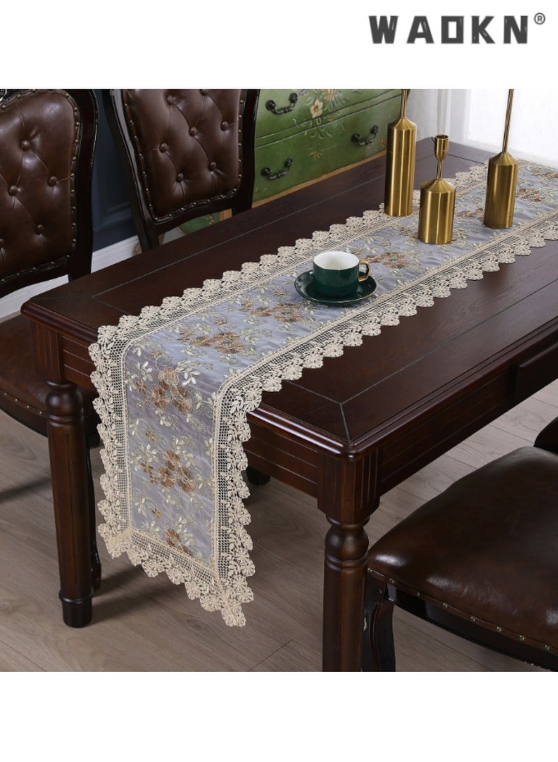 WAOKN Exquisite Embroidered Lace Table Runner with Intricate Designs, Ideal for Weddings, Special Events, Hotel Banquets, and Enhances Tablecloth Elegance, Perfect for Sophisticated Decor - Image 2