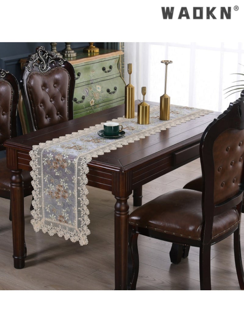 WAOKN Exquisite Embroidered Lace Table Runner with Intricate Designs, Ideal for Weddings, Special Events, Hotel Banquets, and Enhances Tablecloth Elegance, Perfect for Sophisticated Decor - Image 3