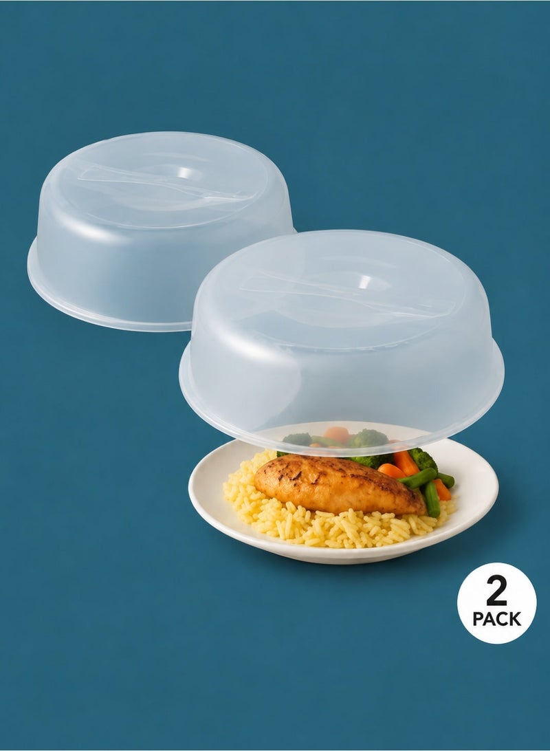 2-Pieces Microwave Cover for Food , 27cm (10") Vented Splatter Guard Lid | BPA Free, Dishwasher Safe, Fits Most Plates & Bowls – Dome Style Kitchen Covers Bundle Set - Image 1