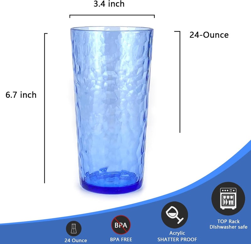Yalin 24-Ounce Plastic Tumbler Acrylic Drinking Glasses, Reusable Plastic Cups, Stackable, BPA-Free, Shatter Proof, Dishwasher Safe, Set of 8 (Multicolor) - Image 4