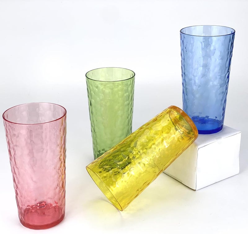 Yalin 24-Ounce Plastic Tumbler Acrylic Drinking Glasses, Reusable Plastic Cups, Stackable, BPA-Free, Shatter Proof, Dishwasher Safe, Set of 8 (Multicolor) - Image 2