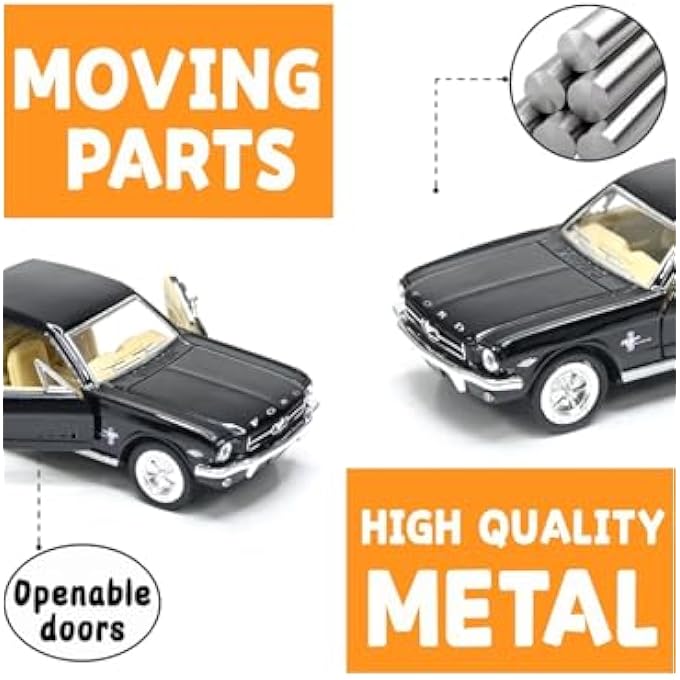 HENGULUS 1964 1/2 FORD MUSTANG IN BLACK DIECAST 1:36 SCALE BY - Image 3