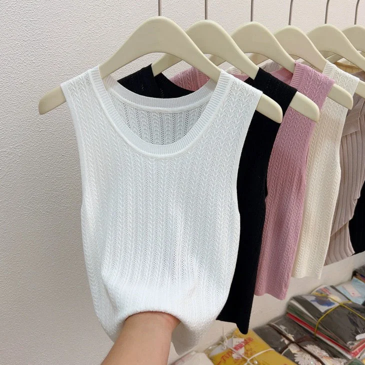 Outzidr  White Textured Tank Top for Women | Best Price UAE