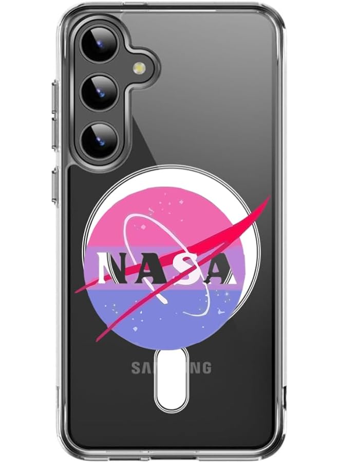 جراب مغناطيسي لهاتف Samsung Galaxy S24 Plus مقاس 6.7 بوصة متوافق مع الشحن اللاسلكي Magsafe غطاء ممتص للصدمات للهاتف من Nasa متعدد الألوان Mcmspngdsgs24Pa460