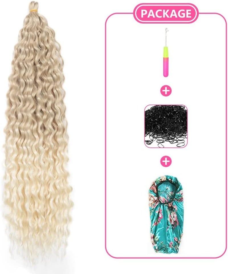 DSOAR Deep Twist Crochet Hair Water Wave Twist Hair Bundles Synthetic Curly Braiding Hair Extension Ombre Curl Braiding Hairpiece, 22 Inch 3 Packs - Image 5