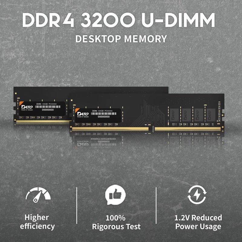 DATO 16GB (8GBx2) RAM, DDR4 3200MHz PC4-25600 CL22 1.2V 288-Pin Non-ECC unbuffered dimm, Desktop Memory Module - Image 2