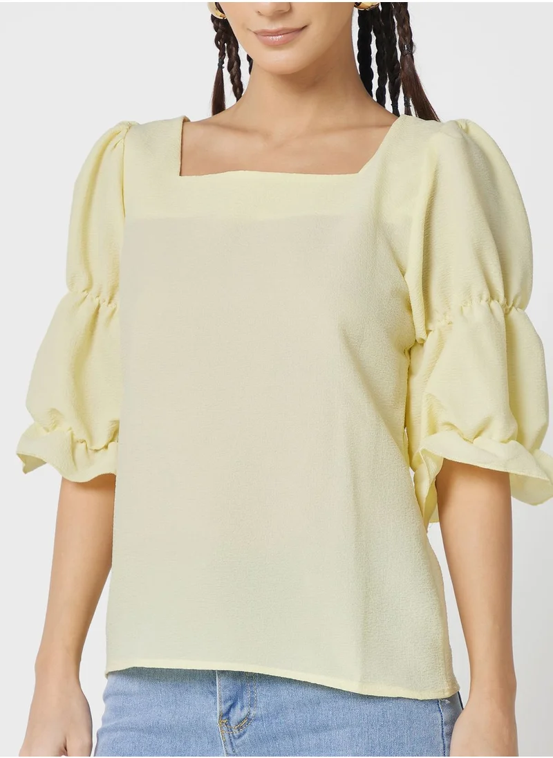 Ginger Puff Sleeves Square Neck Top