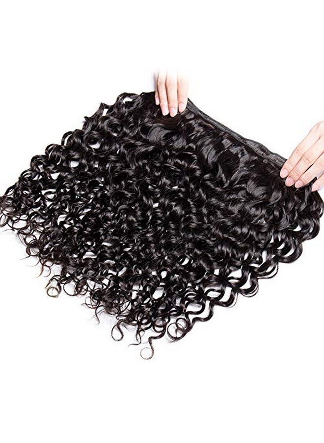 Risbaer Foruiya Water Wave 4Bundles(50G/Bundle) With Middle Part Closure Weave Hair Human Bundles With T Lace Closure Brazilian Wet And Wavy Bundles With Closure (12/12/12/12+12" Closure) - Image 5
