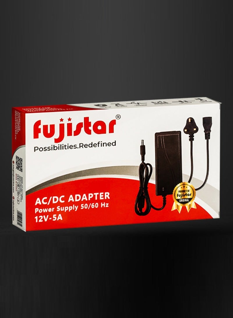 Fujistar 12V 5A Power Adapter – AC to DC Switching Power Supply for CCTV, LED Strip, Routers, and Electronics - Image 3