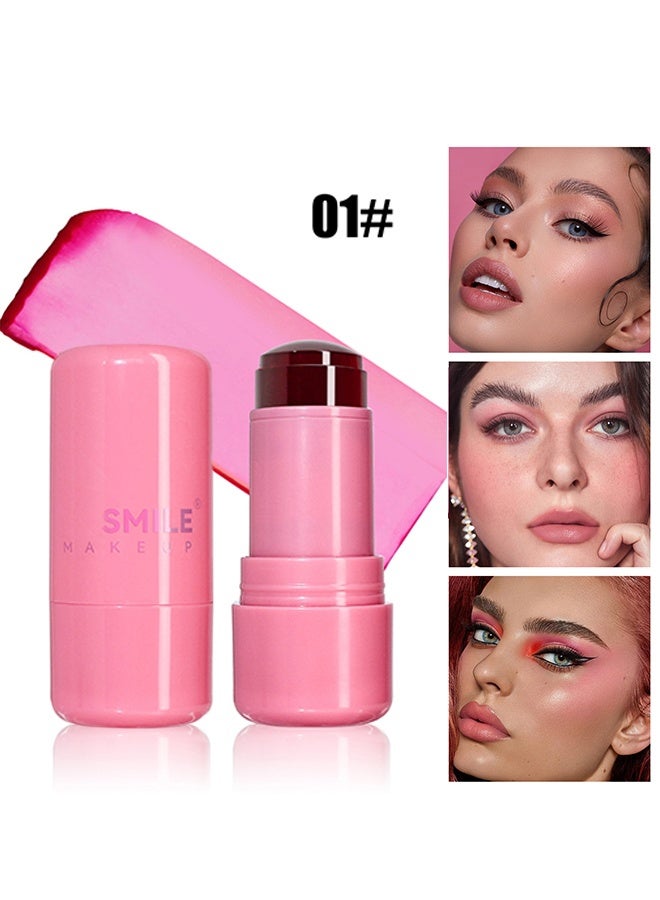 سمايل جيلي ليب آند تشيك تينت ، كريم أحمر الخدود ، أحمر الخدود جيلي الفاكهة وعصا لون الشفاه - تغذية الشفاه وإشراق الخد (#01) - Image 1