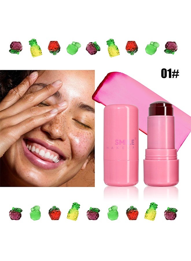 سمايل جيلي ليب آند تشيك تينت ، كريم أحمر الخدود ، أحمر الخدود جيلي الفاكهة وعصا لون الشفاه - تغذية الشفاه وإشراق الخد (#01) - Image 3