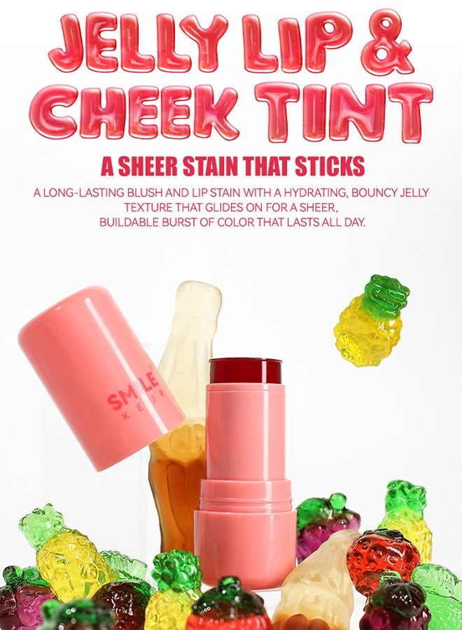 سمايل جيلي ليب آند تشيك تينت ، كريم أحمر الخدود ، أحمر الخدود جيلي الفاكهة وعصا لون الشفاه - تغذية الشفاه وإشراق الخد (#01) - Image 5