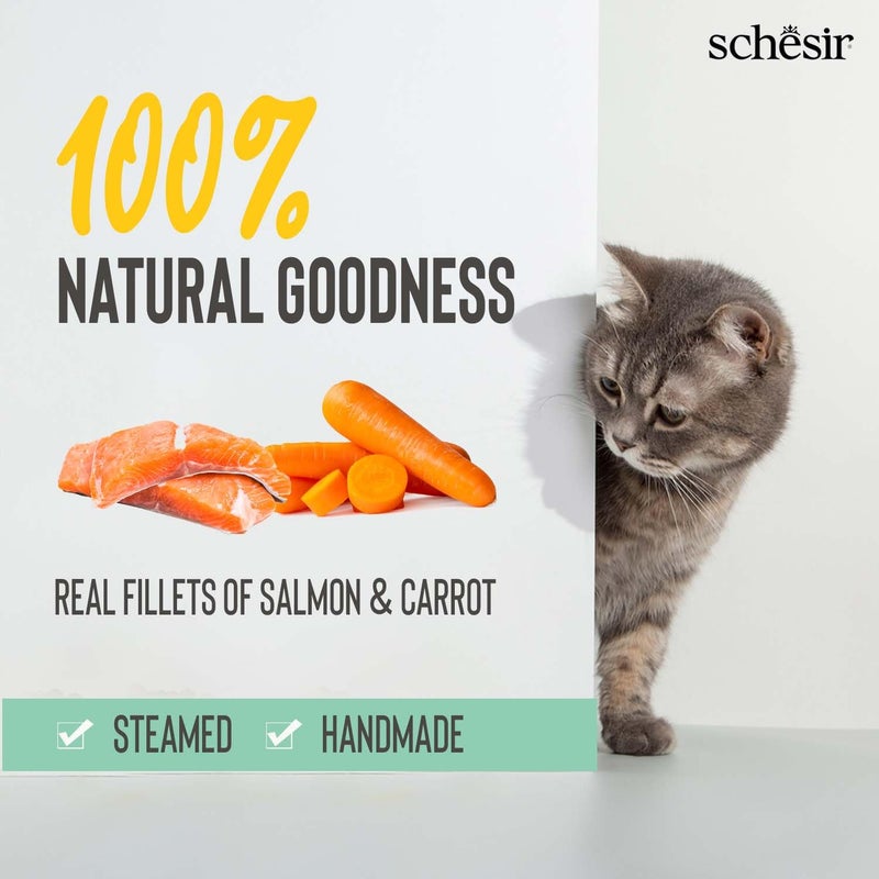 Schesir حساء سمك السلمون الوردي والجزر للقطط - طعام رطب فاخر في كيس | طبيعي، عالي البروتين، غني بالأوميغا، حساء لذيذ للقطط البالغة - يدعم صحة الجلد والهضم، 85 جرام (عبوة من 2) - Image 4
