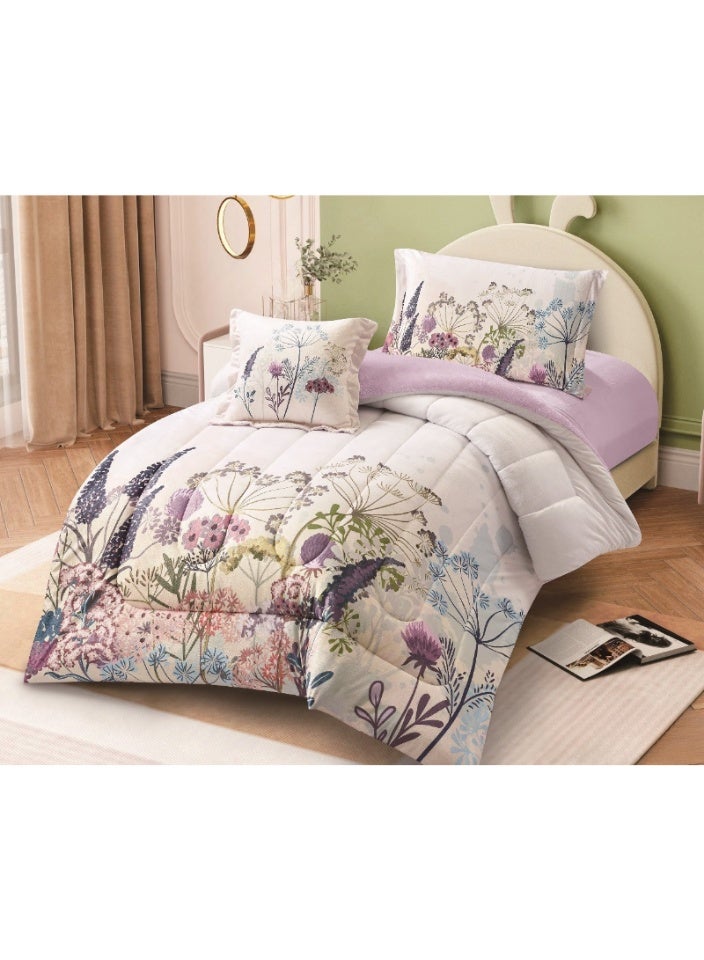 سمارت هوم مفرش سريراطفال شتوي منفوش4 قطع وجهين وجه مخمل وجه فرو مقاس 170 في 230  سم - Image 1