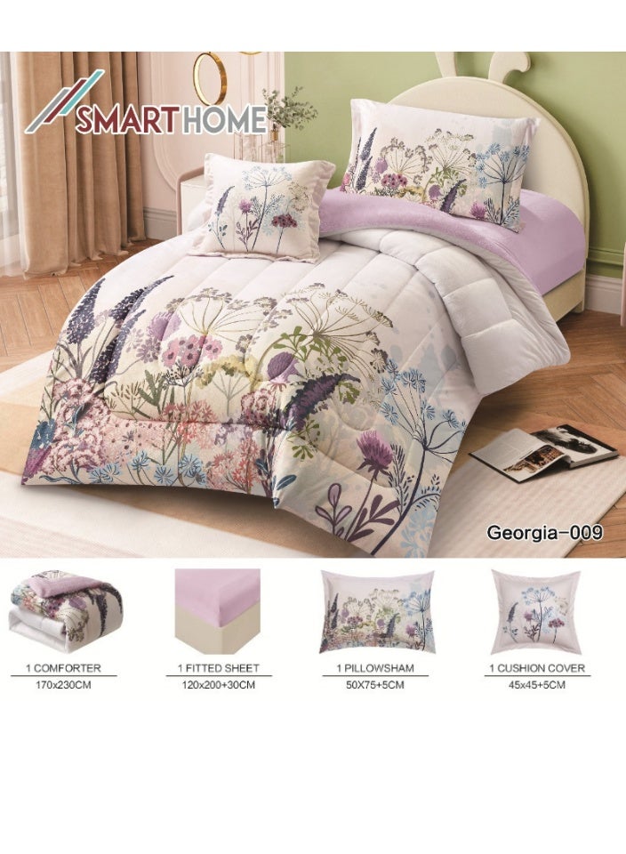 سمارت هوم مفرش سريراطفال شتوي منفوش4 قطع وجهين وجه مخمل وجه فرو مقاس 170 في 230  سم - Image 3