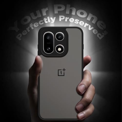 RIGGEAR Shockproof Sleek Hybrid Armor Back Cover Case for OnePlus 15 5G (Smoke Black Matte PC + Black TPU Bumper) - Image 5