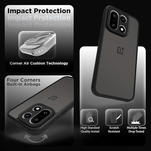 RIGGEAR Shockproof Sleek Hybrid Armor Back Cover Case for OnePlus 15 5G (Smoke Black Matte PC + Black TPU Bumper) - Image 3