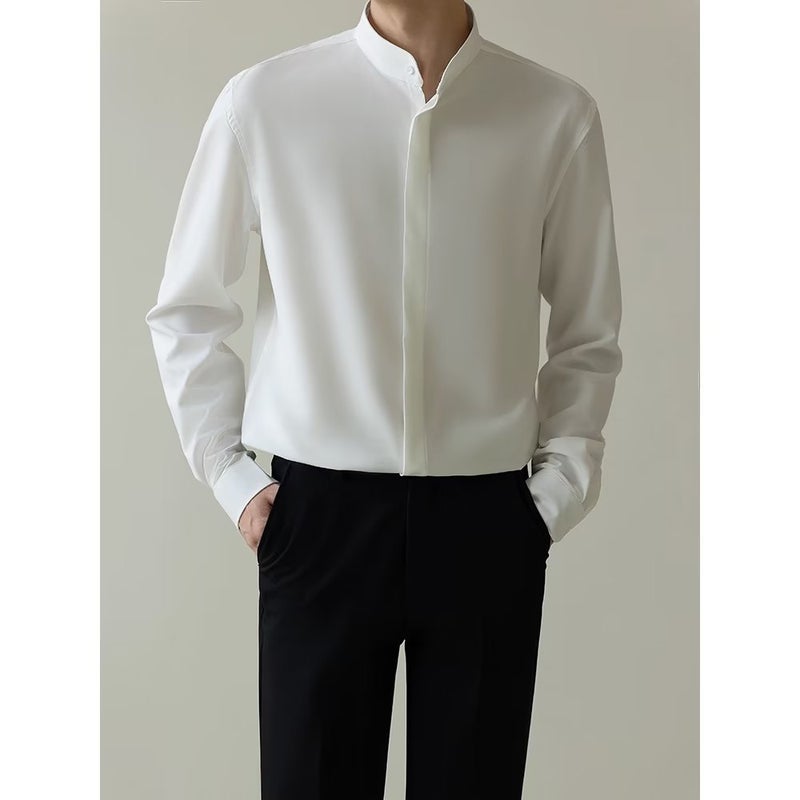 2024 Slim Fit Non-Iron Shirts for Young Men White 