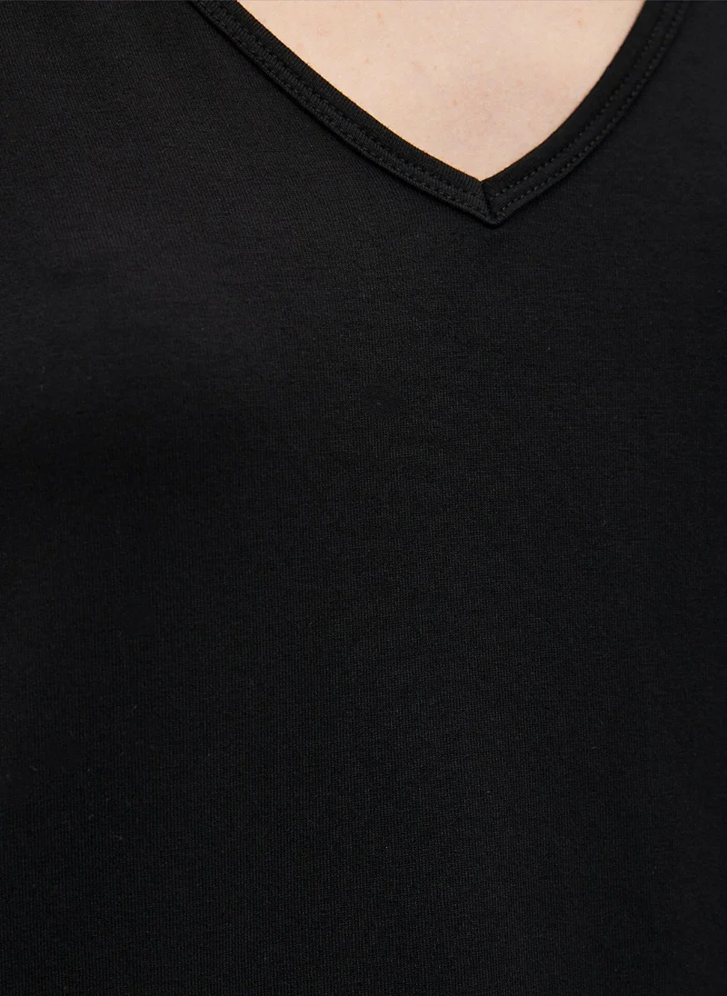 MAVI V Neck Black Basic T-Shirt