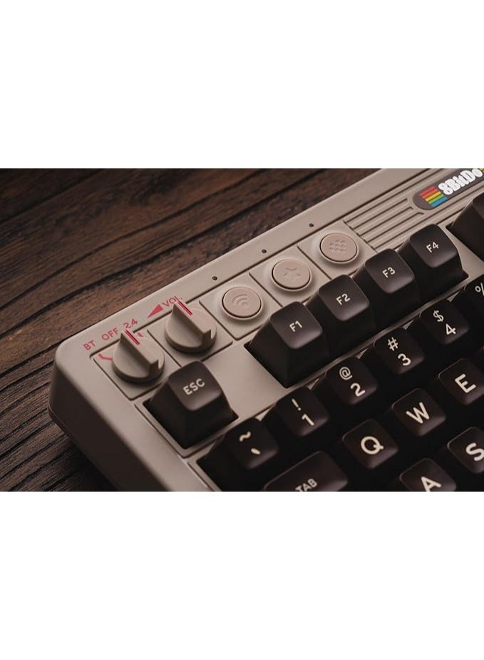 8BitDo Retro Mechanical Keyboard, Bluetooth/2.4G/USB-C Hot Swappable Gaming Keyboard with 87 Keys, Dual Super Buttons and Super Stick for Windows and Android - C64 Edition - QWERTY English Keyboard - Image 4