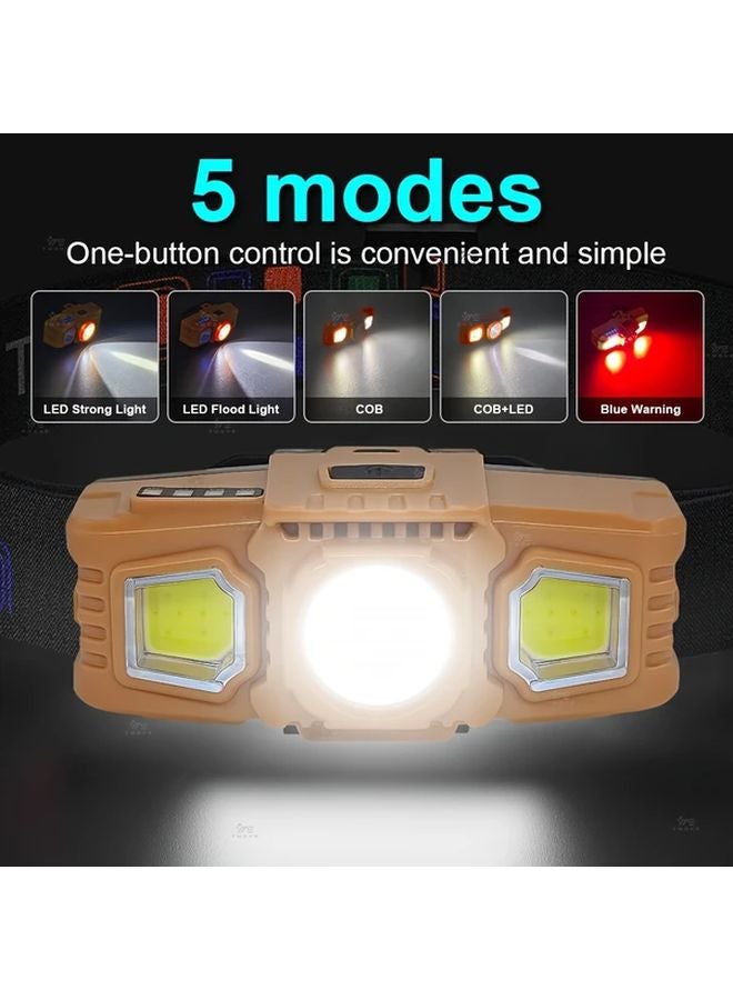 XPE 2COB USB Rechargeable Headlamp 5 Modes 180 Adjustable Brightness Outdoor Camping - Image 5