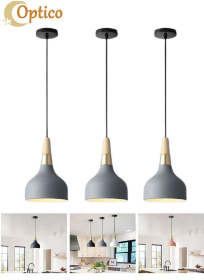 Optico Pendant Ceiling Lights, 3Pcs Chandelier Decor Lamps Hanging Ceiling Lights with 3-Color Lights Indoor Lighting Hanging Lamps with Adjustable Cord for Living Room Bedroom Kitchen Restaurant Hallway  - Image 1