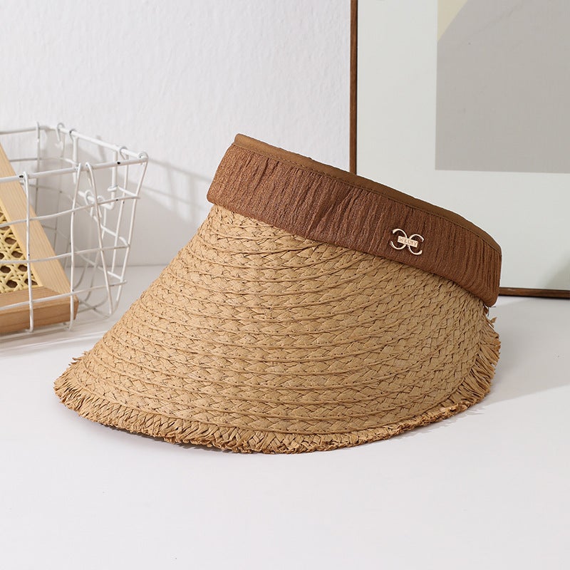 Sunhat Women Summer Straw Visorless Breathable Headband Face Slimming Hat - Image 1