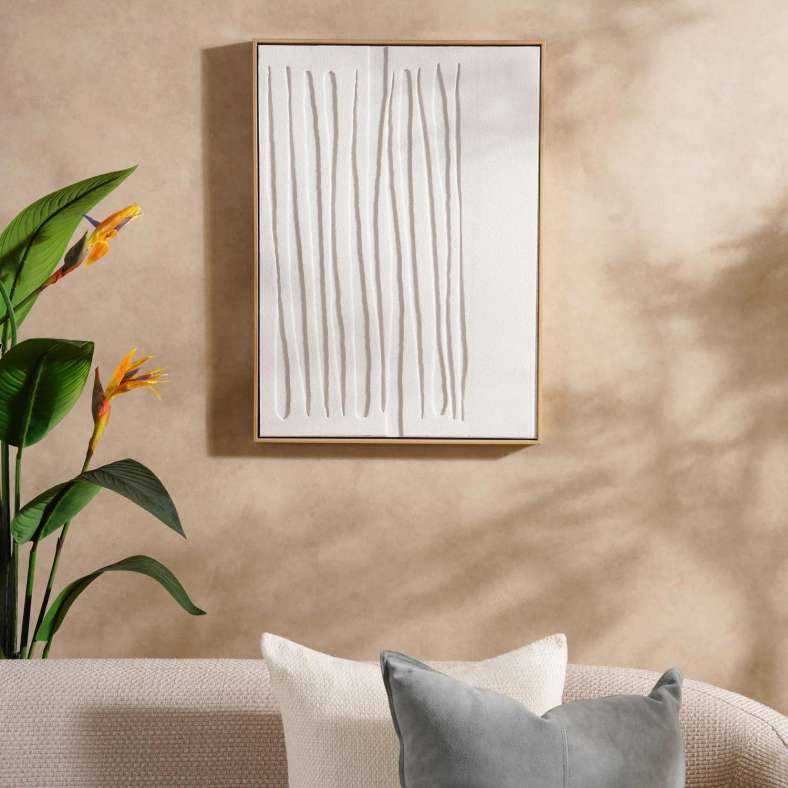 Pan Home Isadora Hand Painted 3D Wall Art - Beige - Image 1