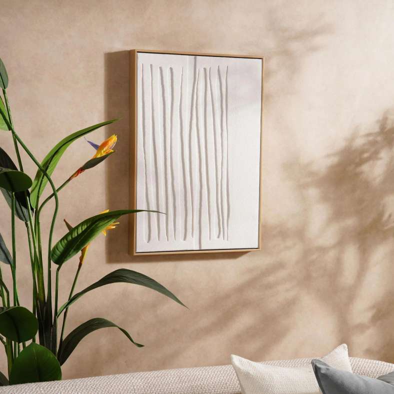 Pan Home Isadora Hand Painted 3D Wall Art - Beige - Image 2