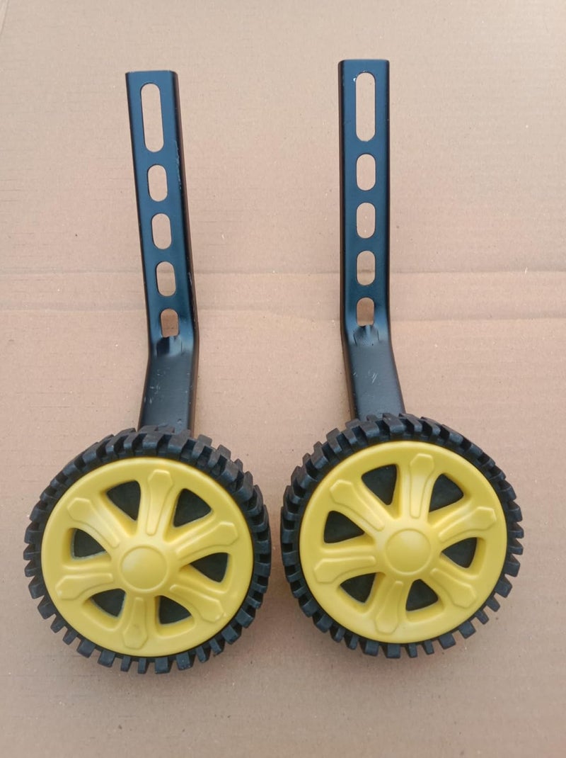 Neemo عجلات تدريب مع حوامل معدنية، صفراء وسوداء، تناسب عالمي - Image 1