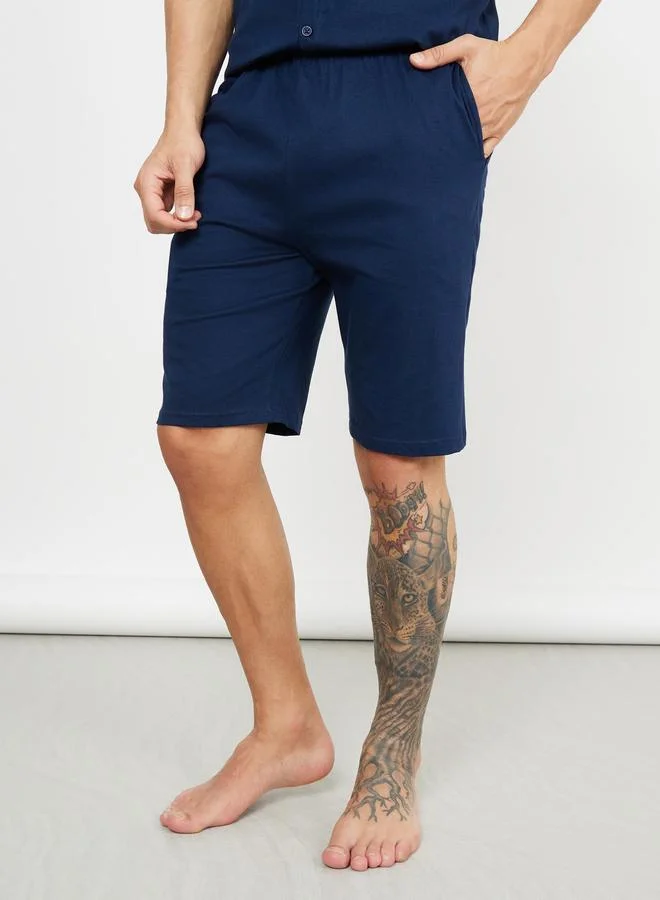 Styli Solid Knit Shirt & Shorts Nightwear Set