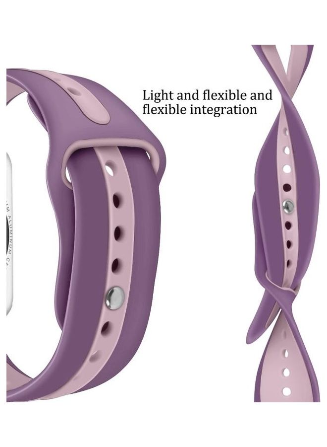 NIBEMINENT Replacement Watchband for Apple Watch Series 7/6/5/4/3/2/1/SE 42/44/45mm Light Purple/Light Pink - Image 4