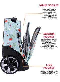 Wires 3 Piece Kids School Trolley Bag laptop compartment Big Wheels With Lunch bag & Pencil Case  - Image 2