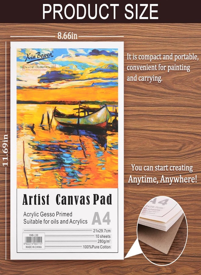 YOLCAR Canvas Pad for Painting, 11.69"x8.66" Pure Cotton Canvas, 10 Sheets Flexible Canvas with Tearable Glue Binding for Oil and Acrylic Art, White Canvas for Outdoor Sketching, Studio Art - Image 3