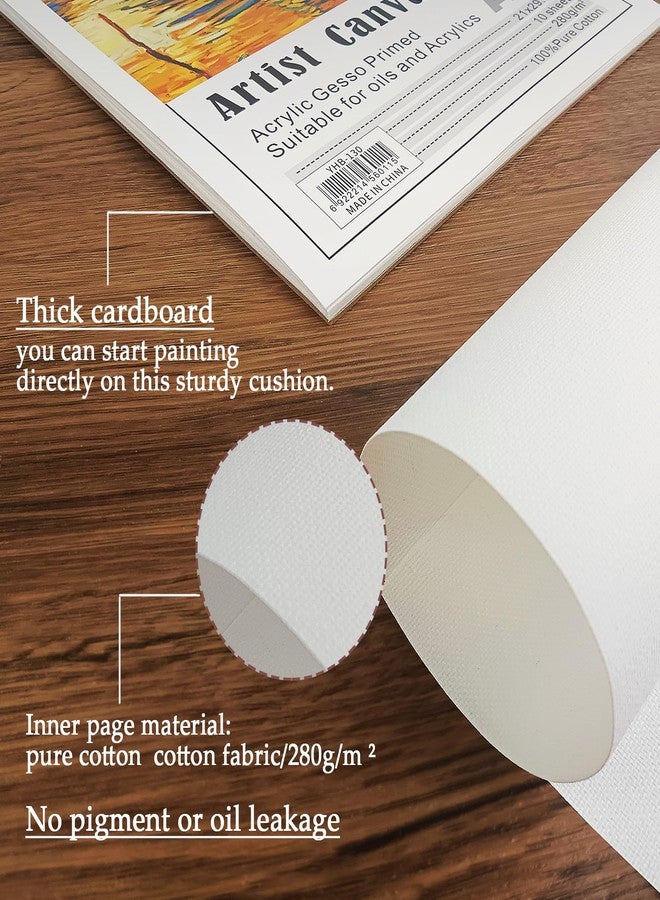 YOLCAR Canvas Pad for Painting, 11.69"x8.66" Pure Cotton Canvas, 10 Sheets Flexible Canvas with Tearable Glue Binding for Oil and Acrylic Art, White Canvas for Outdoor Sketching, Studio Art - Image 4