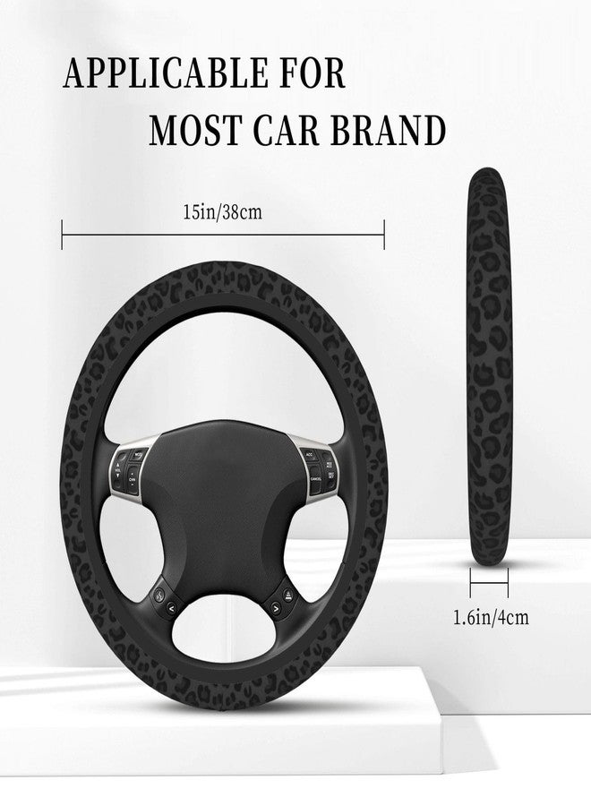 KARREAL Black Leopard Print Cheetah Elastic Steering Wheel Cover, Non-Slip Breathable Neoprene Steering Wheel Covers, Women Leopard Car Accessories, Universal 15 Inch Fit Auto, Suvs, Truck - Image 4