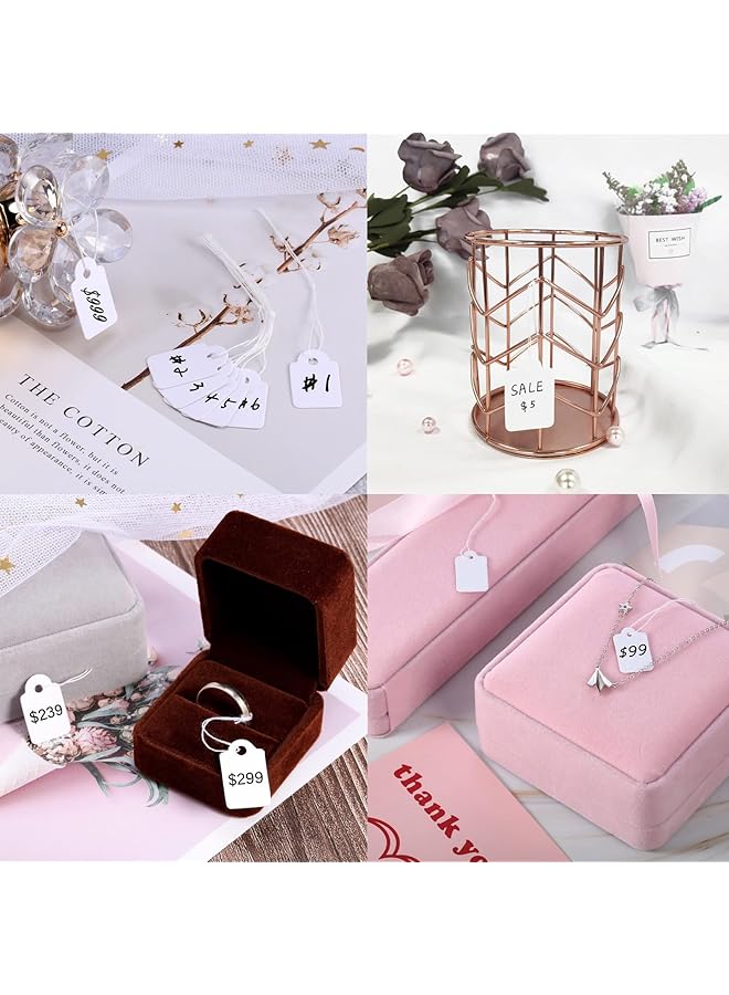 إيروريكس 300 قطعة من علامات عرض الأسعار الصغيرة البيضاء مع خيط مرفق للمجوهرات، علامة تعليق قابلة للكتابة عليها، علامات عرض البضائع، علامة عرض المجوهرات، علامة بيع الملابس بالتجزئة، هدية 1.38 بوصة × 0.87 بوصة - Image 3