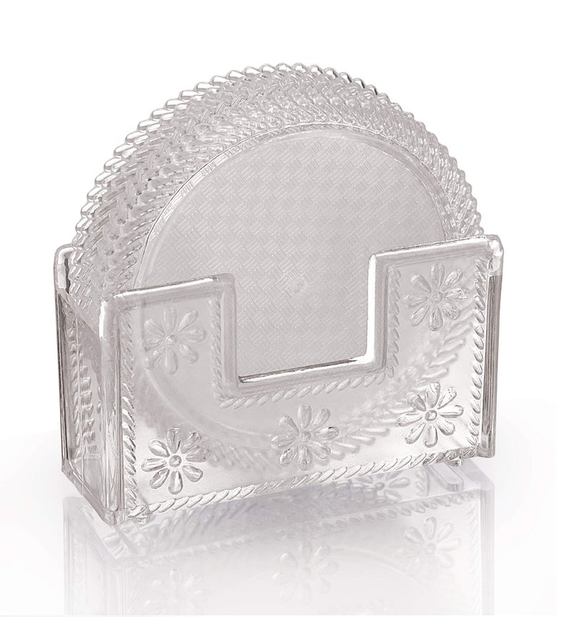 aaKaR Plastic - Tea Style (Clear) - Coaster With Stand - Set Of 6 - Image 4