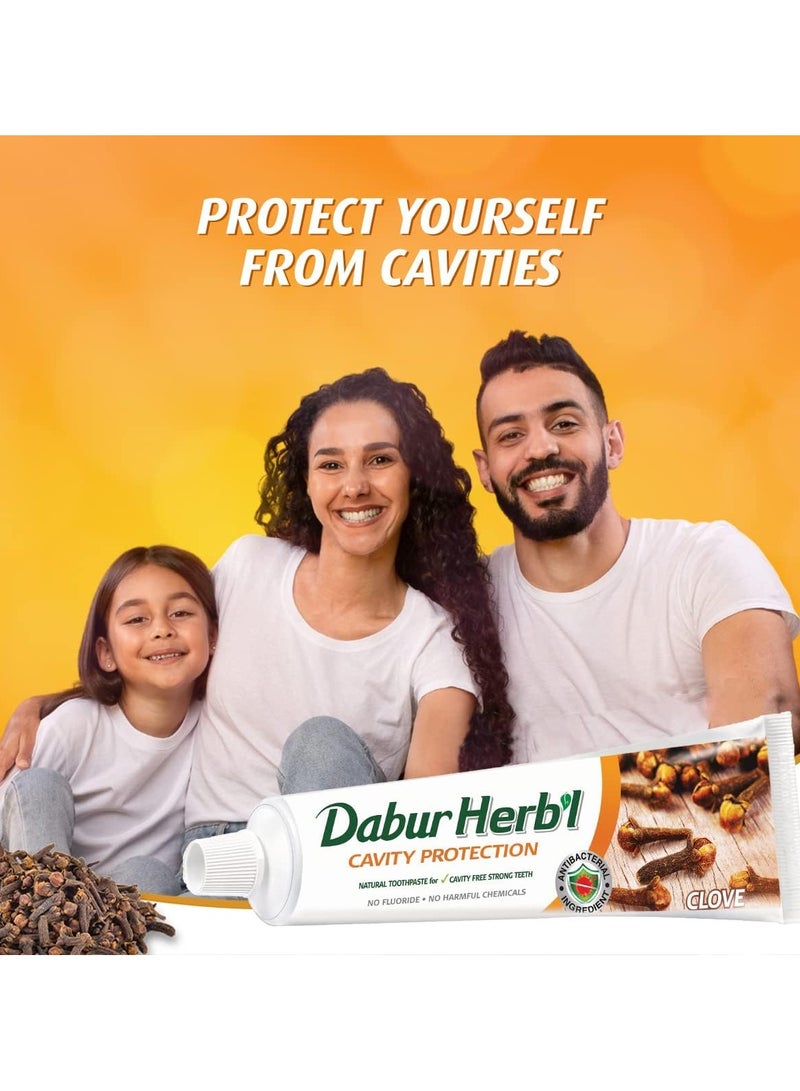 دابر معجون أسنان دابر العشبي للحماية من التسوس بالقرنفل الصغير (10 × 20 جم) | حجم السفر | معجون أسنان طبيعي خالٍ من الفلورايد لحماية ضد التسوس وأسنان قوية | حزمة القيمة - Image 3