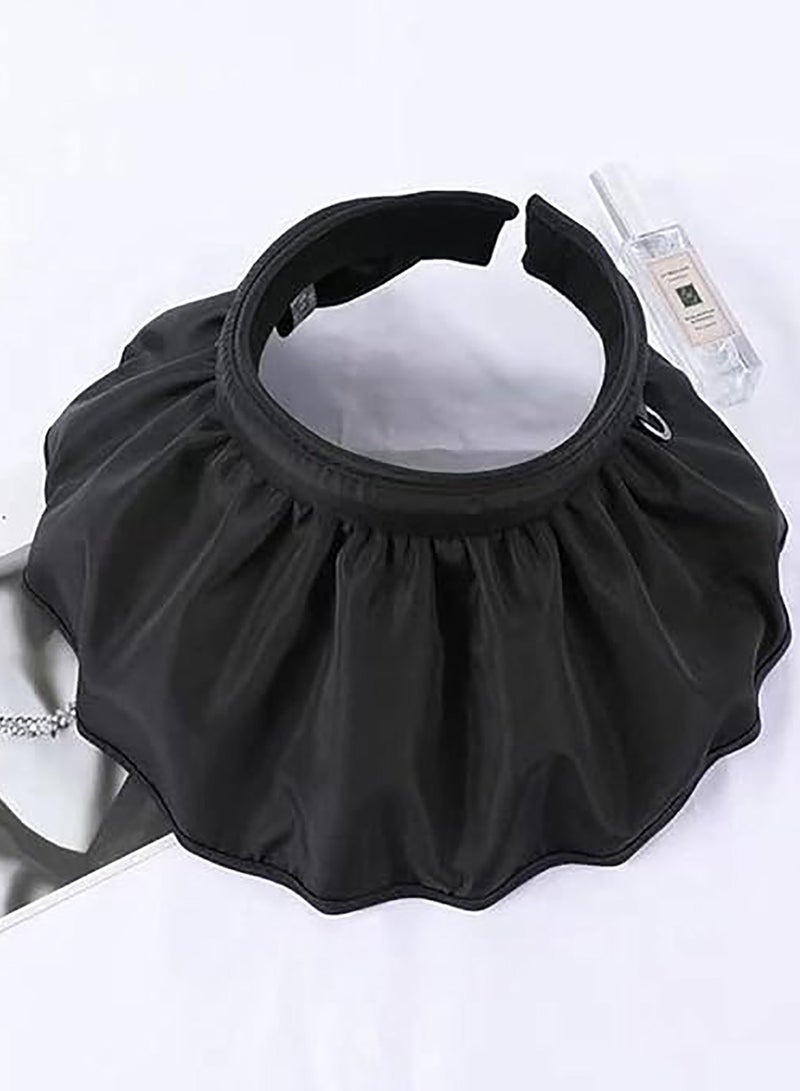 قبعة شمس، قبعات الشمس للنساء، قبعة شمسية نسائية واقية من الشمس بدرجة UPF50+، قبعة شمسية واقية من الشمس فوق البنفسجية، مقاس قابل للتعديل، قبعة شمسية للوجه مغطاة ومخصصة للأنشطة الخارجية، أسود - Image 5